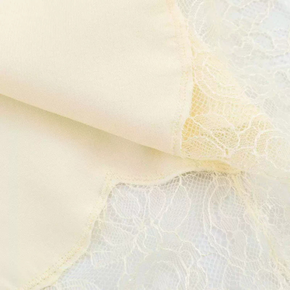 ZARA Summer Ivory Satin Lace Asymmetrical Skirt